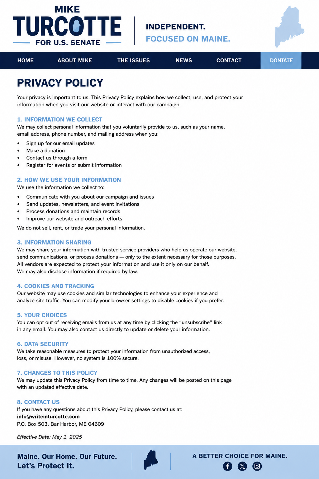 Privacy Policy campaign page
